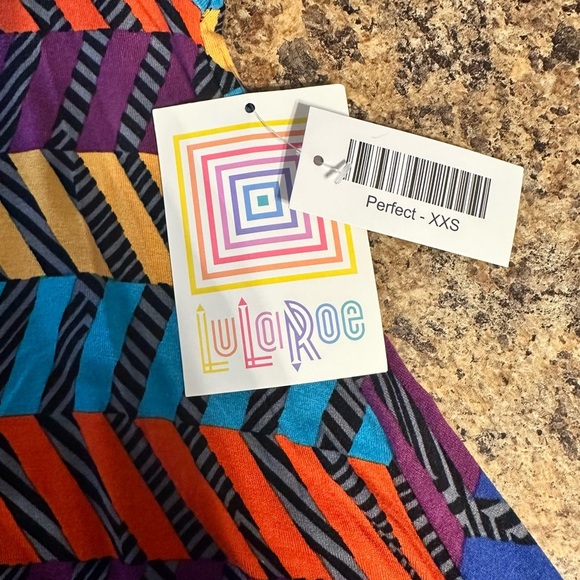 NWT Lularoe XXSmall Perfect High Low T Shirt Tunic Purple Orange Blue Gold Black - Picture 6 of 16